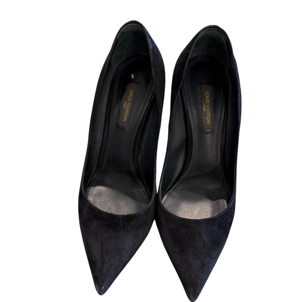 Louis Vuitton Black Suede Heels